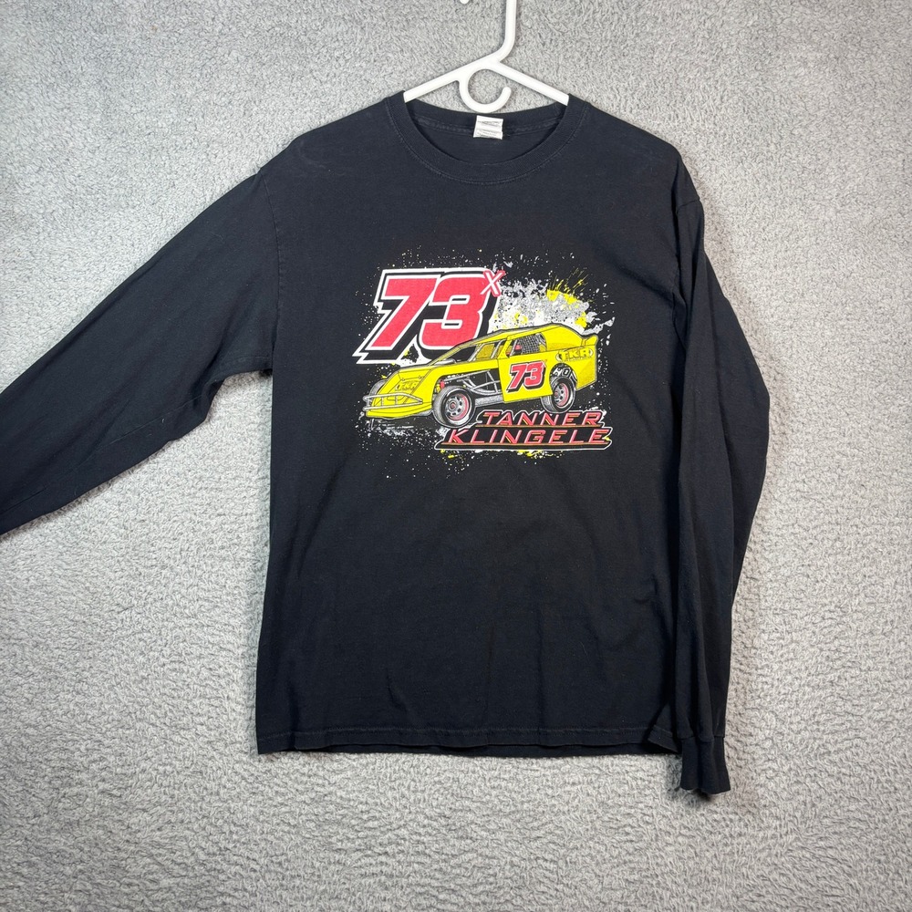 Gildan Long Sleeve Shirt Mens M Black Tanner Klingele Racing 73x Graphic Tee TKR